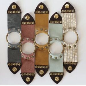 Brass Ring and Leather Cuff Bracelett